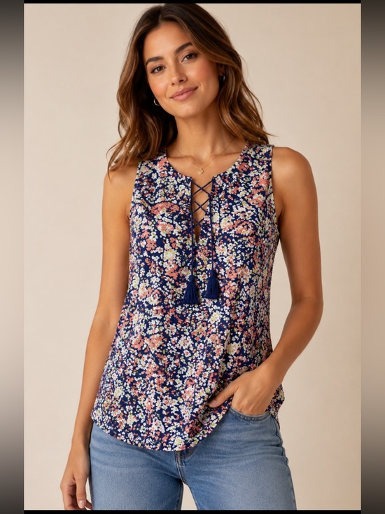 Sanctuary Tops - Sanctuary Navy Floral Tie-Front Sleeveless Camisole